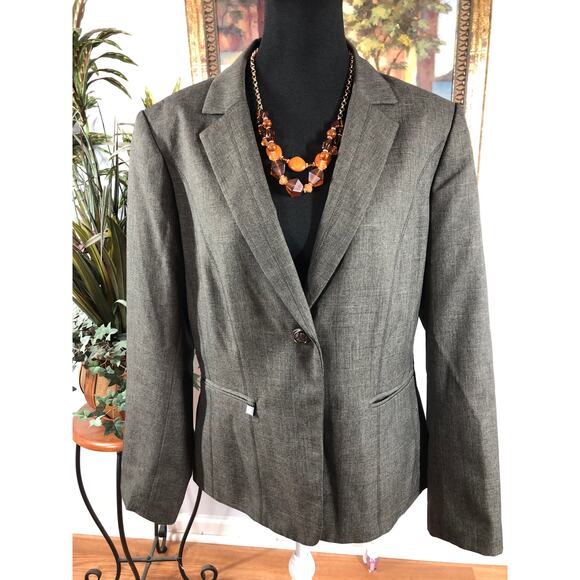 Emily Women Single Button Blazer Brown Size 14 Lapel Notch Collar Executive - Picture 6 of 13